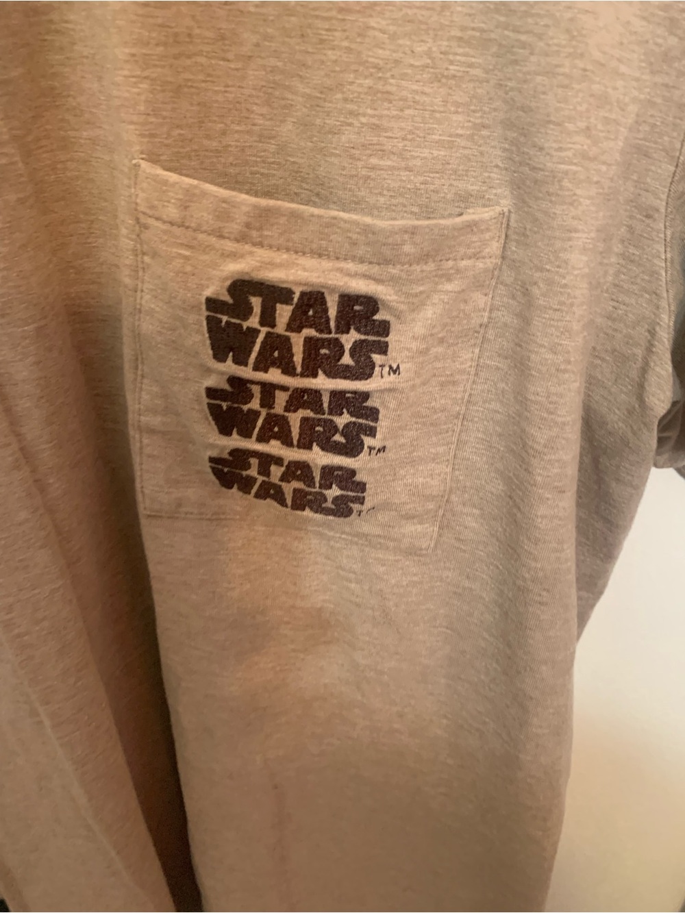 Star Wars Men's Short Sleeve Pocket Tee in Taupe with Black Logo